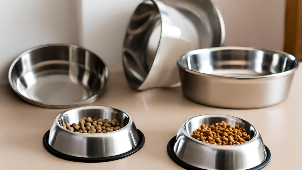 Stainless Steel Food and Water Bowls Labrador Dog Food Image