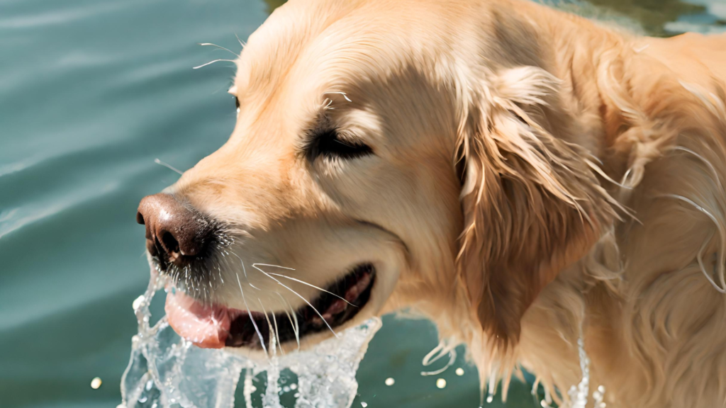 golden retriever has a love for water Image